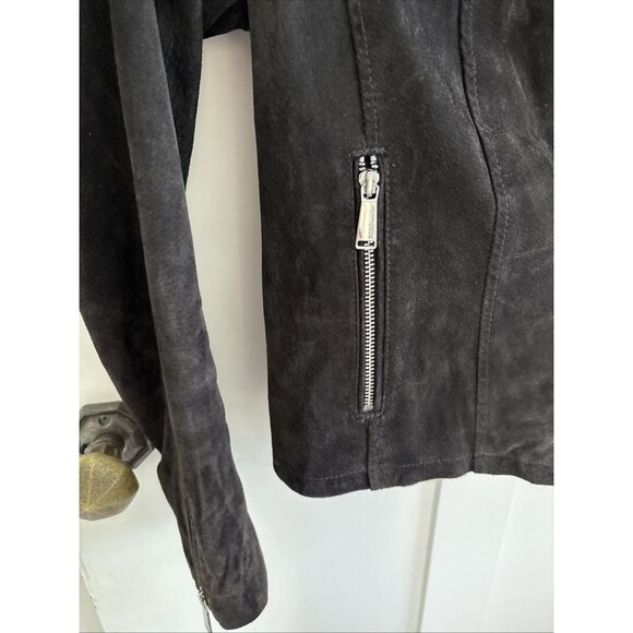 BCBG Generation Black Leather Suede Moto Jacket Womens XS - Picture 3 of 13